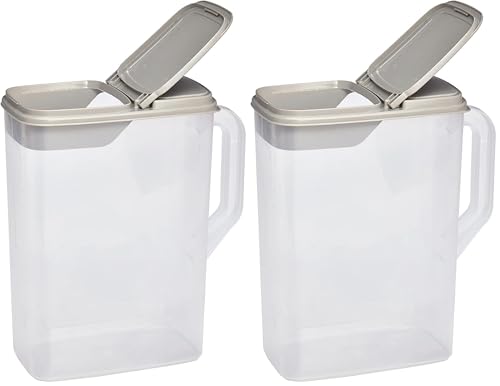 Buddeez Pet Food Storage Container - 8 Quart Capacity Dog/Cat Food & Bird Seed Container with Durable EZ Grip Handle, Flip Gray Lid (includes 1 Cup Clear Scoop) (Pack of 2) - size: 8 Pounds (Pack of 2)