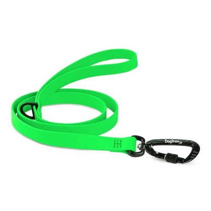 DogTraxs Essential Biothane Dog Leash, Green, 3/4 in x 4 ft | Waterproof, For Small, Large, Medium Dogs, Dog Training, Locking Carabiner - color: Green, size: 3/4 In x 4 Feet
