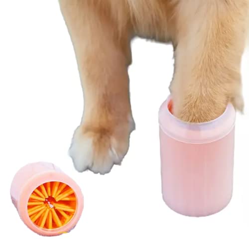 Dog Paw Cleaner for Dogs Large/Petite Paw Washer Easy to Use & Clean Portable Dog Paw Cleaner Cup Dog Foot Washer with Silicone Washers (L, Orange) - color: Orange, size: L