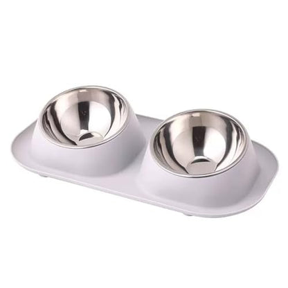 Anti Vomiting Double Feeding Bowls for Cats and Dogs Elevated Raise Tilted Cat Food Bowls No Spill Anti Skid Design Grey - color: Grey
