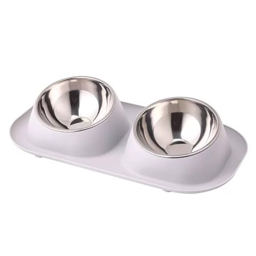 Anti Vomiting Double Feeding Bowls for Cats and Dogs Elevated Raise Tilted Cat Food Bowls No Spill Anti Skid Design Grey - color: Grey