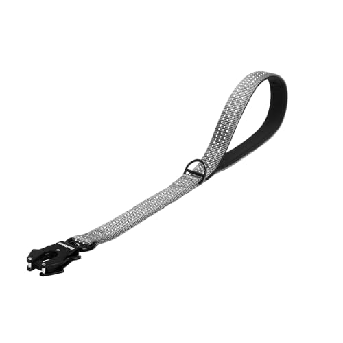 PetBonus Heavy Duty Short Dog Leash, 18 Inch Nylon Traffic Leash with Quick Release Clip, Comfortable Padded Handle, Reflective Training Lead for Medium Large Dogs (Grey, 18") - color: Grey, size: 18 Inch