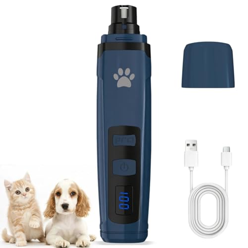 Dog Nail Grinder with 2 LED Lights, Upgraded 2-Speed Rechargeable Pet Nail Trimmer Quiet for Paw Grooming, Powerful Painless Nail Clipper Kit for Small, Medium, Large Dogs & Cats - color: Blue