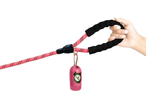 Homapet. Braided Rope Dog Leash 6 Ft with Comfortable Padded Handle Reflective Threads with Poop Bag Dispenser for Large Dogs (Pink/Black 1/2") - color: Pink/Black