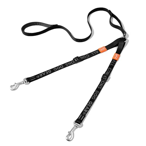 HOWGO Double Dog Leash,Tangle-Free 360 Swivel(Black, Pro M-L w.Handle) | Individually Adjustable Length, Double Padded Handles,Aviation Aluminum Hooks,Durable Nylon,No-Tangle Walking,All Breeds - color: Black, size: Pro M/L Handle