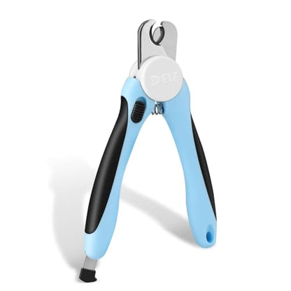 Flexzion Pet Nail Clippers for Dogs & Cats - Stainless Steel Blade Cat Nail Trimmer with Stored Nail File, Safety Guard, Easy Grip Handle - Dog Nail Clippers for Large Dogs, Medium Small Breeds, Blue - color: Blue