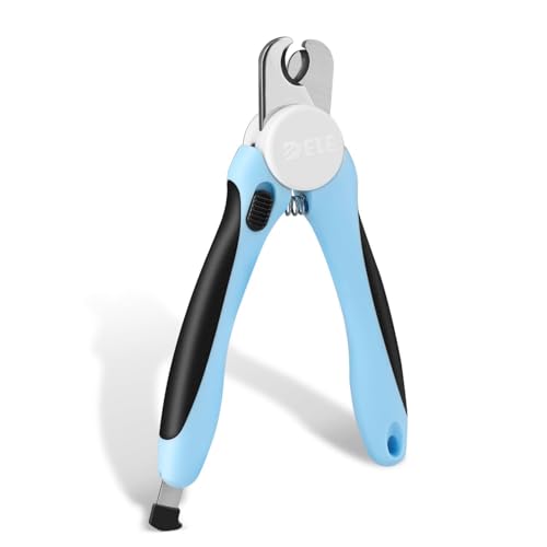 Flexzion Pet Nail Clippers for Dogs & Cats - Stainless Steel Blade Cat Nail Trimmer with Stored Nail File, Safety Guard, Easy Grip Handle - Dog Nail Clippers for Large Dogs, Medium Small Breeds, Blue - color: Blue