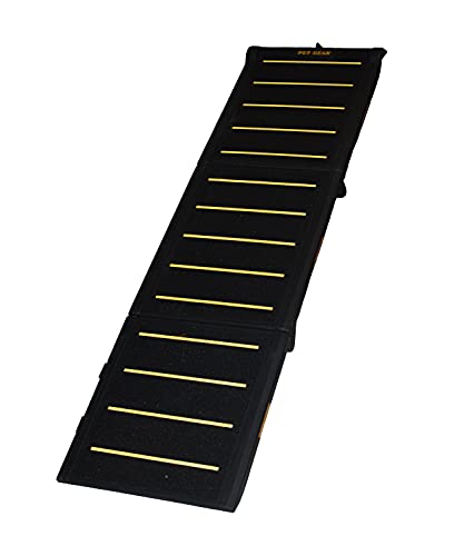 Pet Gear Tri-Fold Portable Pet Ramp for Dogs and Cats, 71" Long, Extra Wide, Holds up to 200lbs, Patented Design, Compact/Easy Fold with Safety Tether, Available in 2 Models - color: Black/Yellow (Reflective) Extra Wide 2023