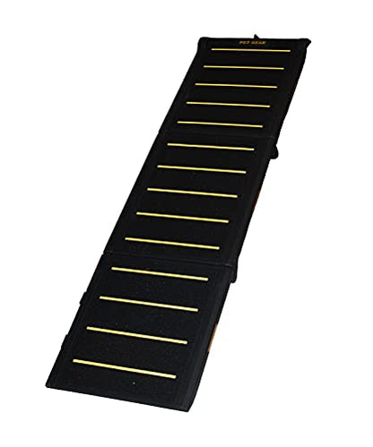 Pet Gear Tri-Fold Portable Pet Ramp for Dogs and Cats, 71" Long, Extra Wide, Holds up to 200lbs, Patented Design, Compact/Easy Fold with Safety Tether, Available in 2 Models - color: Black/Yellow (Reflective) Extra Wide 2023
