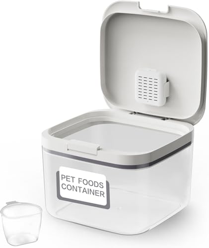LivLab Mker Airtight Dog Food Storage Container 5 lbs - Pet Food Containers with Lids, Keeps Dry, Flour & Rice Storage Bin with Measuring Cup, Dog Treat & Cat Food Holder (6 lbs) White - color: (D983)-11L-1