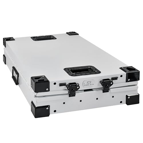 K9 Kennel Boss Aluminum Collapsible Dog Crate, Heavy Duty Folding Kennel - Small (White) - color: White, size: 30.6"L x 22.8"W x 25.7"H