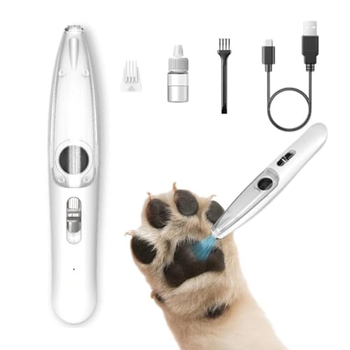 Dog Paw Trimmer, Low Noise Dog Paw Hair Trimmer with LED Light & Vacuum Suction, Precision Pet Micro Trimmers Tool for Paws, Ears, Eyes & Face, Washable Blade, 2-Speed Rechargeable