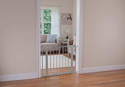 Safety 1st Easy Install Baby Gate for Doorways, Auto-Close Pressure-Mounted Magnetic Latch, Indoor Dog Gates, No Drilling, Fits 29"-38", Grey - color: Gray