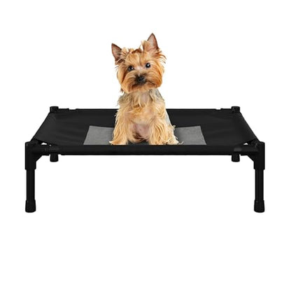 Elevated Dog Bed - 24.5x18.5-Inch Portable Pet Bed with Non-Slip Feet - Indoor/Outdoor Dog Cot or Puppy Bed for Pets up to 25lbs by PETMAKER (Black) - size: Small