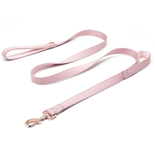 Dog Leash 6ft Long,Traffic Padded Two Handle,Heavy Duty,Double Handles Lead for Control Safety Training,Leashes for Large Dogs or Medium Dogs,Dual Handles Leads (Pink, 25MM*6FT) - color: Pink