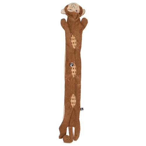 Smithsonian Longamals Monkey Plush Dog Toy – 40" Crinkle & Squeaky, Stuffing-Free Interactive Tug Toy for Medium & Large Dogs - color: Monkey, size: 40"