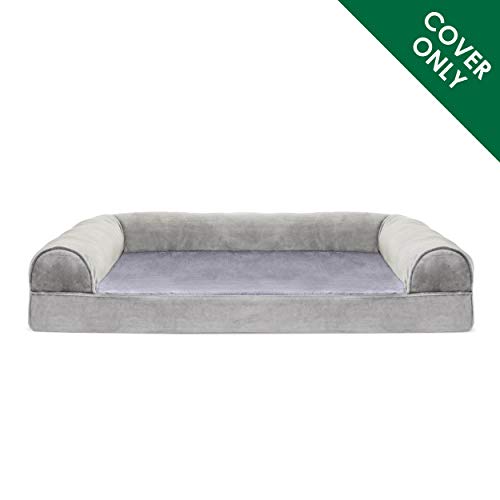 Furhaven Replacement Dog Bed Cover Faux Fur & Velvet Sofa-Style, Machine Washable - Smoke Gray, Medium - color: (Faux Fur & Velvet) Smoke Gray, size: Medium
