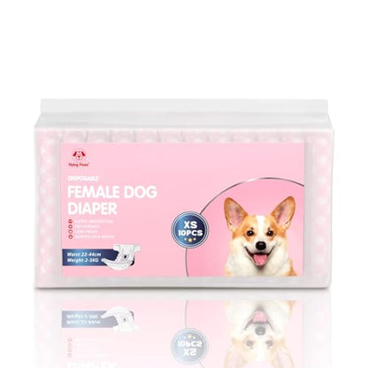 Disposable Female Dog Diapers, Puppy Diapers with Adjustable Elastic Waistline for Female Dog or Cat in Heat, Incontinence, Diaper with Wetness Indicator, XS-40 Count - size: XS-40