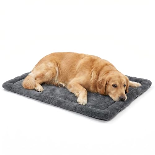 Dog Bed for Crate, Leak-Proof Soft Plush Dog Crate Bed for Dogs & Cats, Machine Washable Dog Bed Mats, Dog Pad for Crates, Travel & Home (Gray, 41"x27"x2") - size: 41"x27"x2"