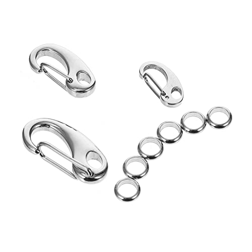 Happyyami 3pcs Stainless Steel Pet Tag Clip Rings Split Load Hooks for Dog Collars Harnesses and Tags Easy to Use and Change Id Holders for Pet Owners - color: Silver