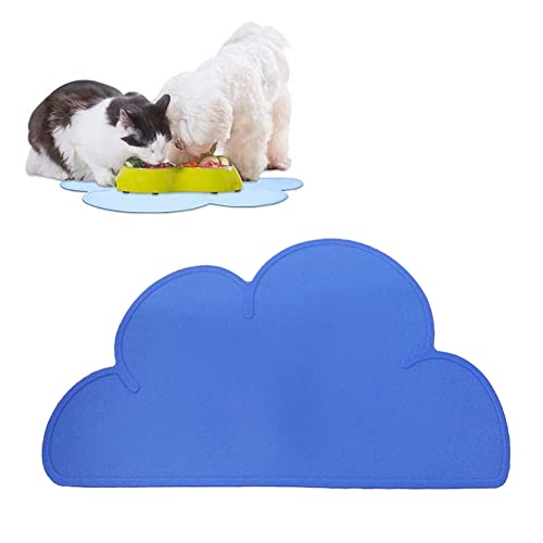 JiangYanus Dog Cat Food Bowl Mat, Waterproof Silicone Pet Feeding Mat | Placemat for Food and Water Bowls, Nonslip Cat Dog Food Placemat Tray Mat, Raised Edges to Prevent Water Spills on Floors - color: Royal Blue