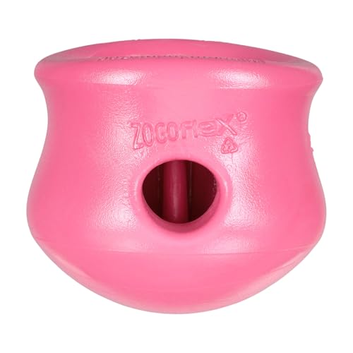 WEST PAW Zogoflex Toppl Interactive Treat Dispensing Puzzle Dog Toy for Mental Stimulation & Enrichment-Holds Kibble & Treats-Lickable, Freezable & Dishwasher Safe-Made in USA-Small-Geranium - color: Geranium, size: Small