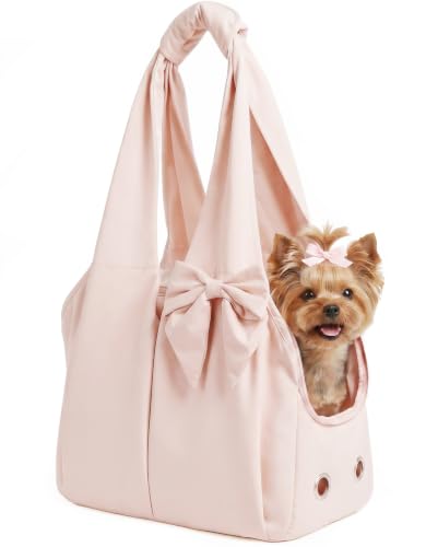 Dog Purse Carrier for Small Dogs and Cats, Soft-Sided Puppy Tote Bag Under 15 lbs, Lightweight Pet Carrier with 4 Pockets, Smart Zipper Lock, Pet Travel Bag for Travel Outdoor(Pink) - color: Pink, size: 13.6"L x 9.7"W x 2.3"H