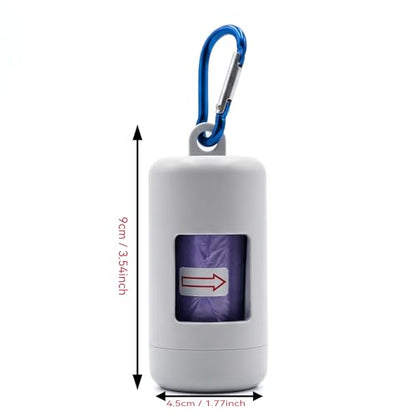Dog Poop Bag Storage Box and Dispenser, with Leash Hook, Leak-Proof Design, and a Rotating Top for Easy Refilling; Includes 1 Roll of Poop Bags; White