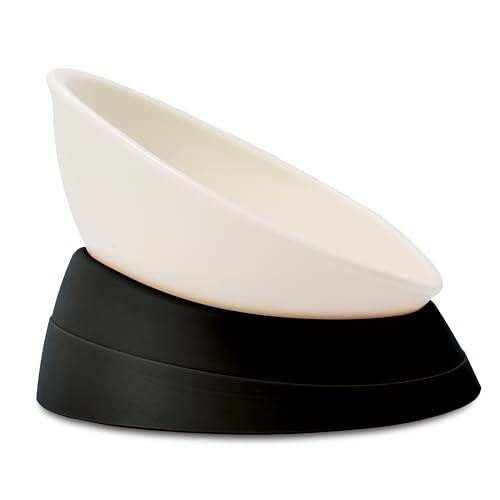 French Bulldog Food Bowl- Slanted Tilted Pug Food Water Bowl,Cat Bowl- Feeder for Frenchie/Shih Tzu/Flat Faced Small Dogs/Puppies/Cats (Black, 4 Cup) - color: Black, size: 4 Cup