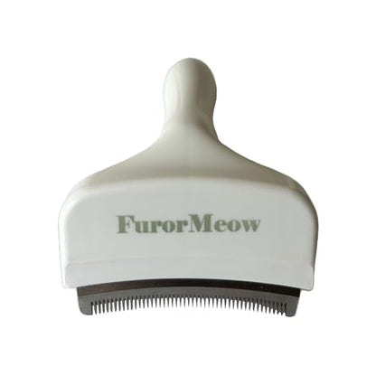 Pet Deshedding Tool with Curve Blade, Cat Grooming Brush, Tight V-shaped Teeth Shedding Comb for Cat and Small Dog (White, Small) - color: White, size: Small