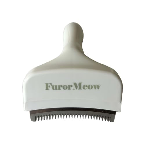 Pet Deshedding Tool with Curve Blade, Cat Grooming Brush, Tight V-shaped Teeth Shedding Comb for Cat and Small Dog (White, Small) - color: White, size: Small