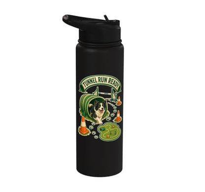 TUNNEL RUN READY Dog Agility Cones Stainless Steel Insulated Water Bottle - color: Black