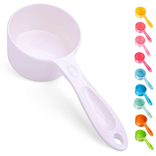 Super Design 1 Cup Dog Food Scoop for Container Melamine Measuring Scoop for Dogs Cats Birds and Rabbits Pet Food Feeding Scoop Dishwasher Safe - White - color: White - 1 Cup