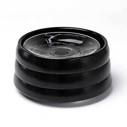 BOBO & BOWL Anti-Splash Pet Drinking Bowl with Floating Glass Disk (1.2L/40 oz), Food-Grade Ceramic Water Bowl for Small & Medium Dogs - Elevated, Heavy Sturdy, Dishwasher & Microwave Safe, Black - color: Black-with Floating Tray