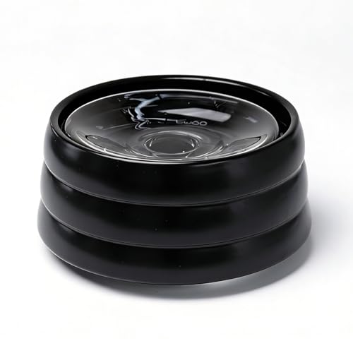BOBO & BOWL Anti-Splash Pet Drinking Bowl with Floating Glass Disk (1.2L/40 oz), Food-Grade Ceramic Water Bowl for Small & Medium Dogs - Elevated, Heavy Sturdy, Dishwasher & Microwave Safe, Black - color: Black-with Floating Tray