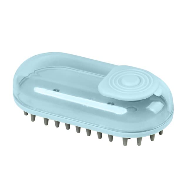 Dog Bath Brush Pet Grooming Soothe Massage With Shampoo Dispenser Soft Silicone Bristle For Short Haired Cat Shower(Blue) - color: Blue