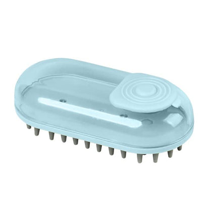 Dog Bath Brush Pet Grooming Soothe Massage With Shampoo Dispenser Soft Silicone Bristle For Short Haired Cat Shower(Blue) - color: Blue