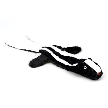 5 Pack Plush No Stuffing Double Squeaker Dog Toys, Tiger, Raccoon, Skunk, Fox, and Lion for Small, Medium and Large Dogs