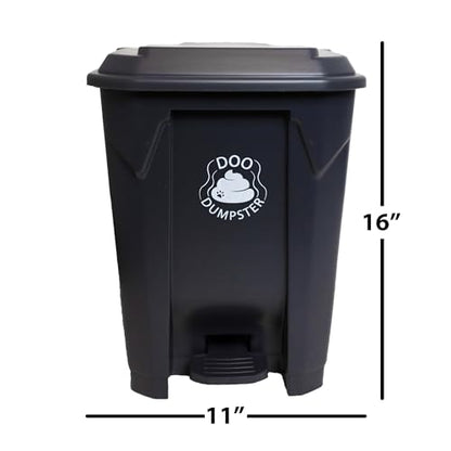 Doo Dumpster Set! (Fully Assembled) 5.2 GALLONS - The Biggest Outdoor Dog Poop Can On The Market. Odor Free, Dog Poop Can with Poop Scoop, Lid & Step Pedal, Outdoor Waste Can