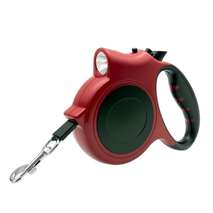 Led Retractable Dog Leash – 16ft Extendable, Built-in Led Light for Safe Walks with Small to Medium Dogs (Red) - color: red