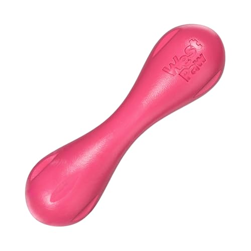 WEST PAW Zogoflex Hurley Dog Bone Chew Toy – Floatable Pet Toys for Aggressive Chewers, Catch, Fetch – Bright-Colored Bones for Dogs – Recyclable, Dishwasher-Safe, Non-Toxic, Small, Geranium - color: Geranium, size: Small
