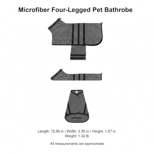 Dog Drying Robe, Absorbent Microfiber Pet Towel Wrap with Leg Openings for Small Dogs - color: Dark Gray