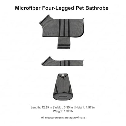 Dog Drying Robe, Absorbent Microfiber Pet Towel Wrap with Leg Openings for Small Dogs - color: Dark Gray