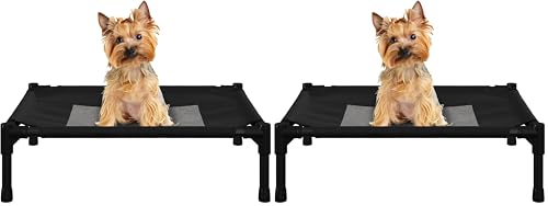 PETMAKER Elevated Dog Bed - 24.5x18.5-Inch Portable Pet Bed with Non-Slip Feet - Indoor/Outdoor Dog Cot or Puppy Bed for Pets up to 25lbs (Black) (Pack of 2) - size: Small (Pack of 2)
