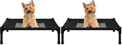 PETMAKER Elevated Dog Bed - 24.5x18.5-Inch Portable Pet Bed with Non-Slip Feet - Indoor/Outdoor Dog Cot or Puppy Bed for Pets up to 25lbs (Black) (Pack of 2) - size: Small (Pack of 2)