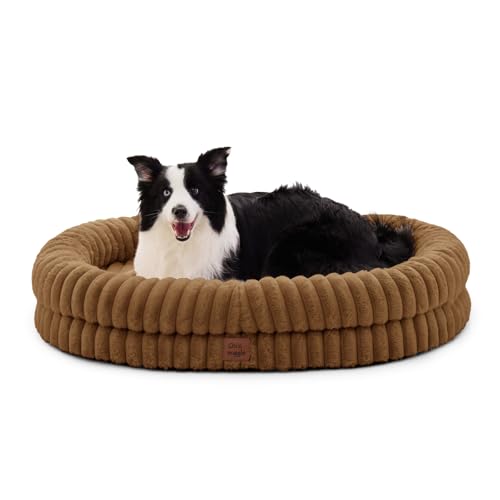ChiXnuggle Orthopedic Dog Bed, Washable Cover, Faux Fur Bolster Pet Couch | waterproof,egg crate foam,non-slip bottom,for extra large dogs,brown,41*30*7,dog sofa - color: Brown, size: XL(41*30*7)