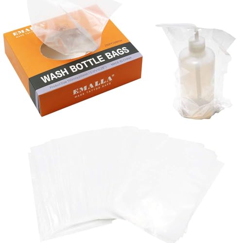 Yuelong Tattoo Wash Bottle with Bags Kit, 2Pcs 250ml Squeeze Washing Tools and 250pcs Tattoo Bottles Covers Water Squirt Bottle with Scale Labels for Medical Label Tattooing Supplies - size: 8.5 Ounces