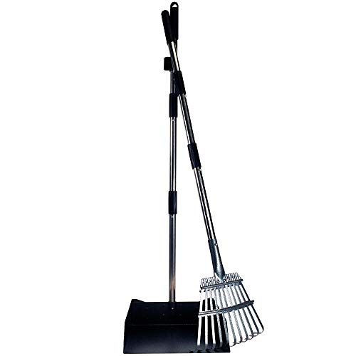 Bodhi Dog Pooper Scooper for Large Dogs - Heavy Duty Metal Poop Scoop w/Long Handle Tray & Rake - Dog Poop Scooper for Yard, Grass, Street, Gravel & Outdoor Areas - Pet Waste Cleanup Tool - size: Extra Large