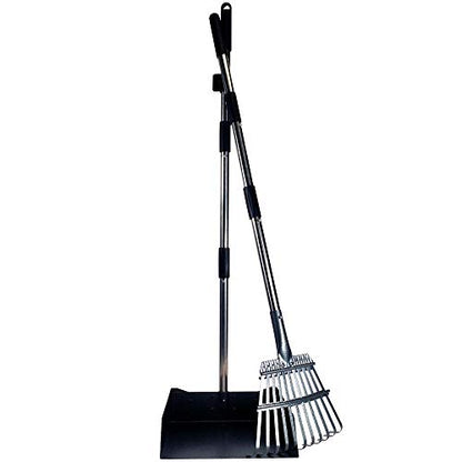 Bodhi Dog Pooper Scooper for Large Dogs - Heavy Duty Metal Poop Scoop w/Long Handle Tray & Rake - Dog Poop Scooper for Yard, Grass, Street, Gravel & Outdoor Areas - Pet Waste Cleanup Tool - size: Extra Large