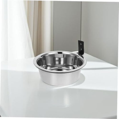 POPETPOP Wall Mounted Elevated Dog Bowl Set 2 Stainless Steel Hanging PET Feeding Stations for Dogs Adjustable Height Food and Water Bowls Easy Installation